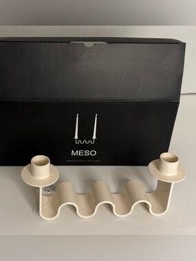 MESO Modern Wavy 4 Taper Candle Holder Ivory Sculptural Decor